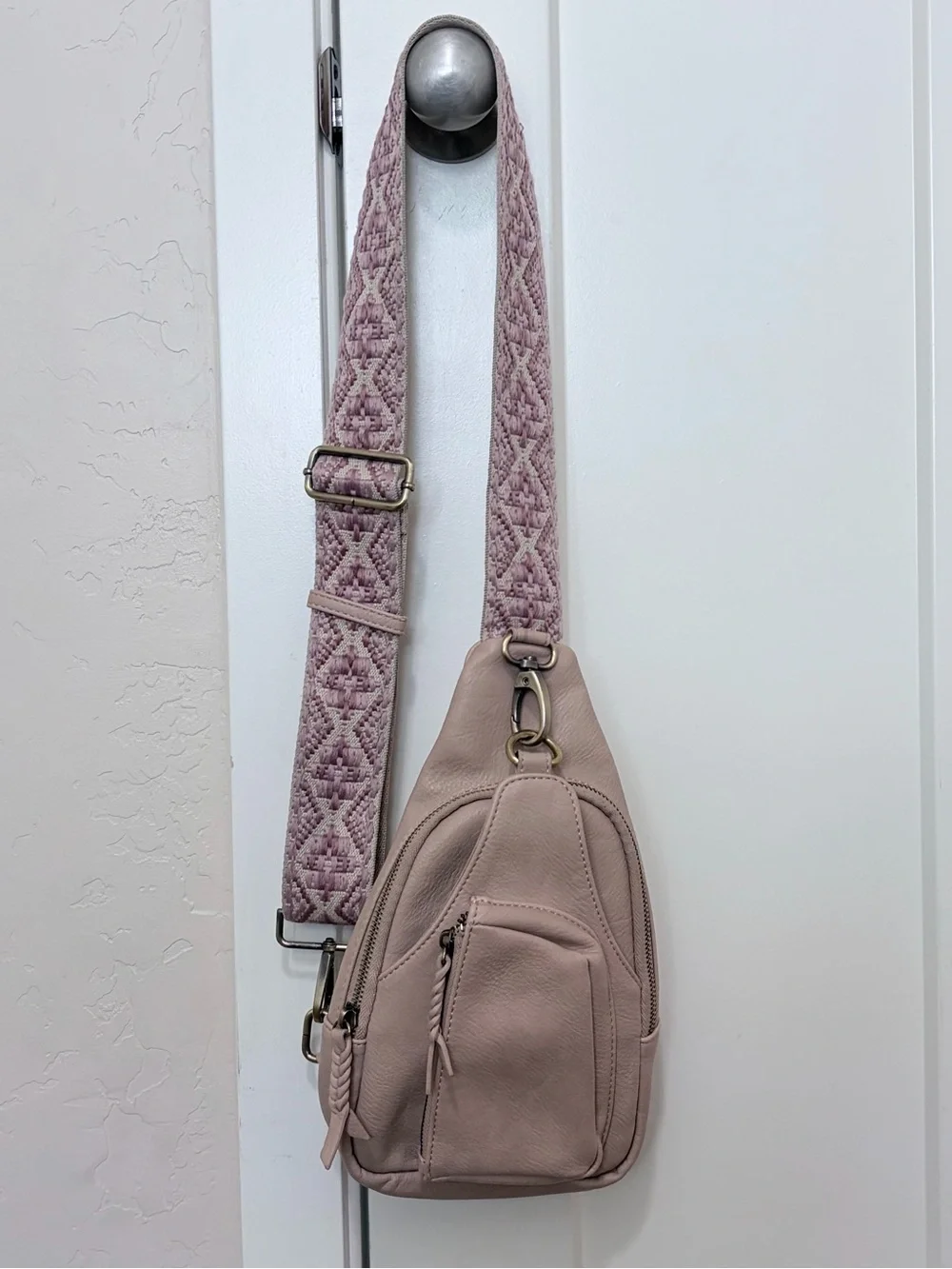 Antik Kraft Tasha Webbing Strap Sling Bag Crossbody Rose